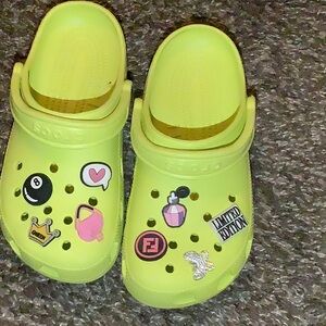 Neon green crocs